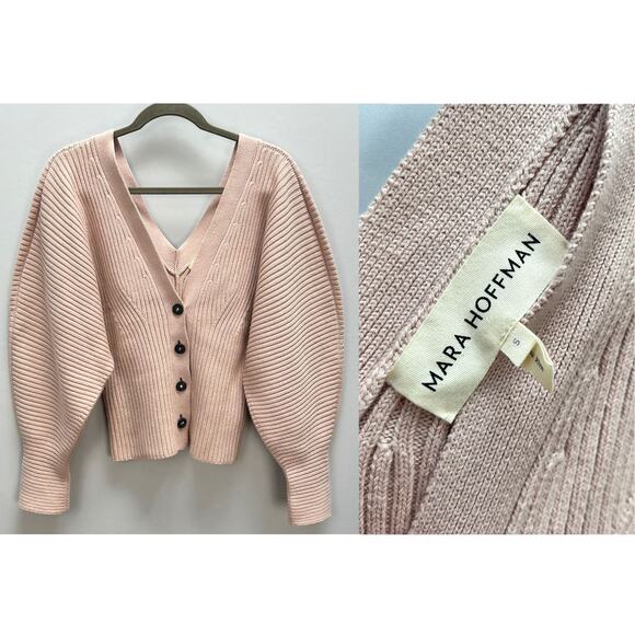 Mara Hoffman Naenia & Emilia Cotton Sweater Set in Blush, Sz S/M - Picture 5 of 13